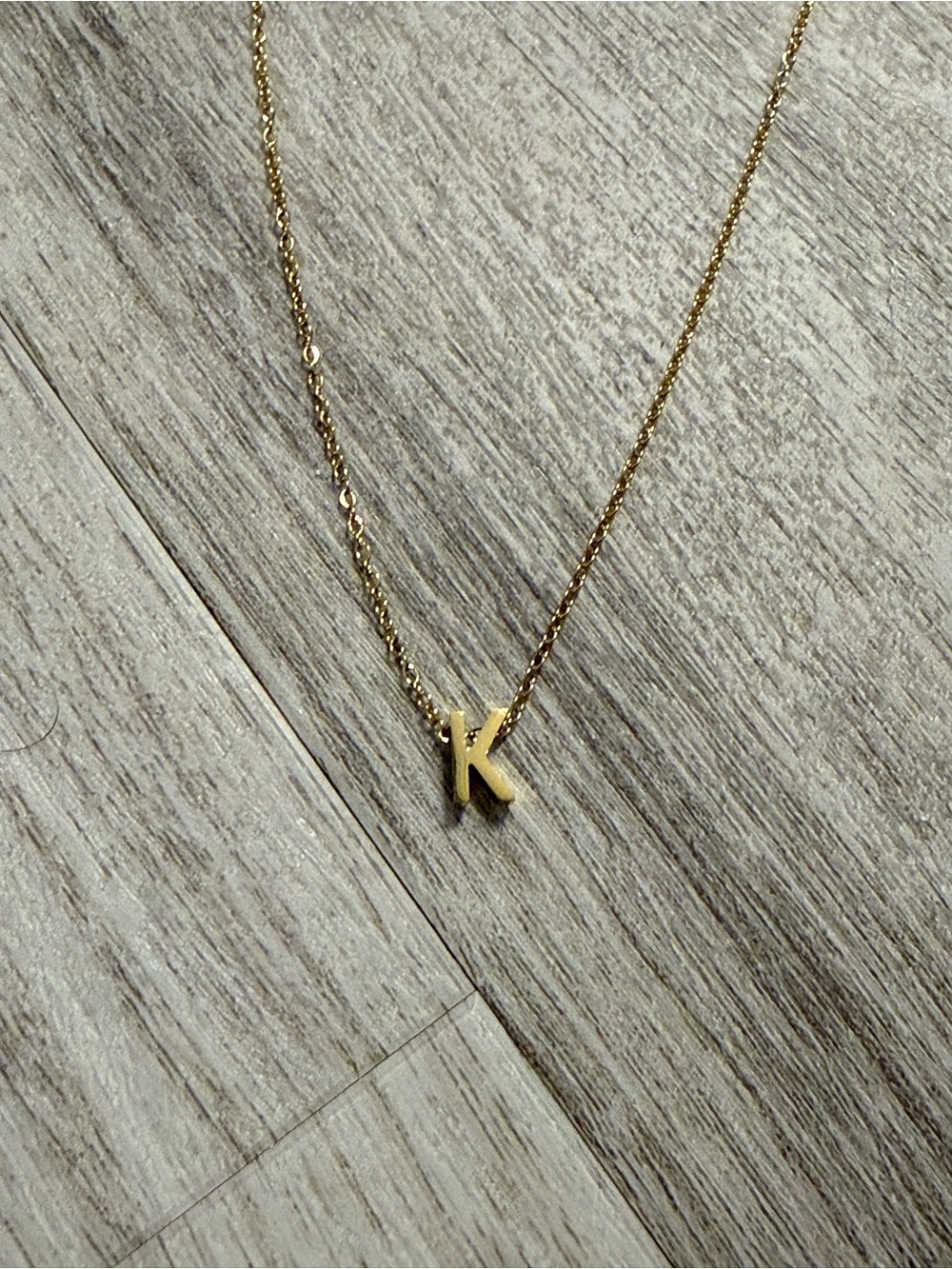 18 Karat Gold Letter K Initial Dainty Pendant Necklace 18 inch adjustable chain